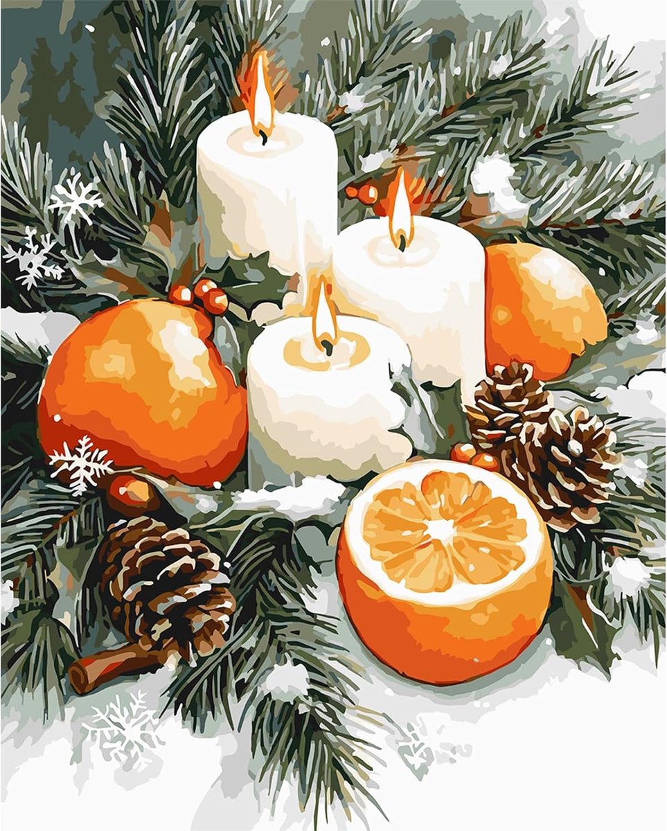 SnelShoppen - Paint by Numbers voor Volwassenen - Kerst Pine Cones Schilderen op Canvas - Eenvoudige DIY Olieverf Set voor Beginners - Creatieve Wandd
