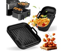 SnelShoppen - Accessoires voor Heteluchtfriteuse, Opvouwbare Siliconen Bakvormen voor Philips Airfryer Dual Basket 3000-5000-serie 9L, 2 Stuks, Inzets