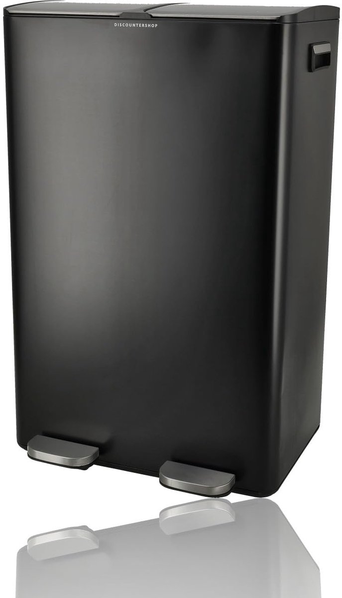 SnelShoppen - Pedaalemmer RVS Zwart 60L - Dubbele Afvalemmer 2 x 30L met Klapsluiting - Vuilnisemmer Duo met Scheidingssysteem voor Keuken - Uitneemba