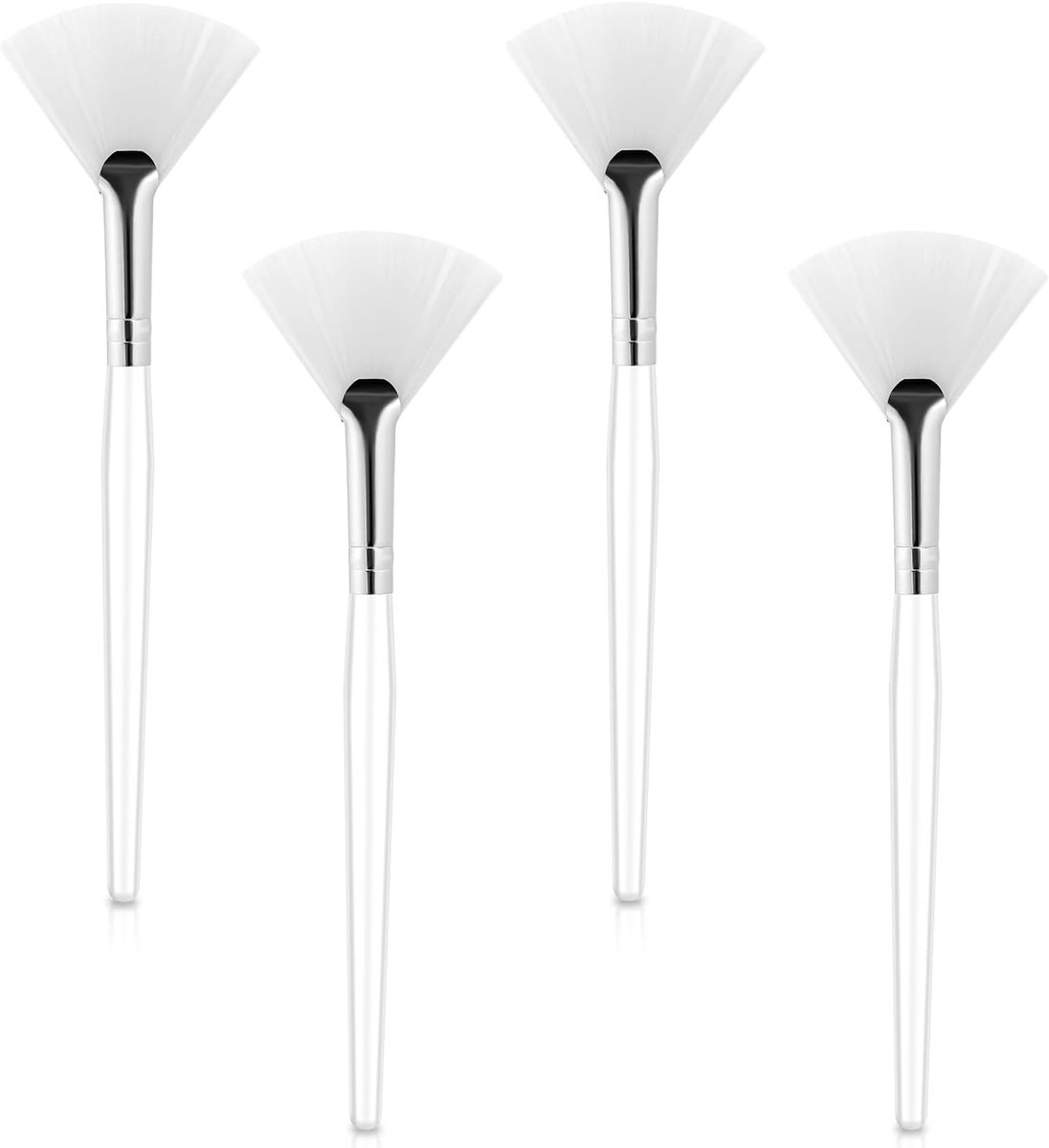 Thijox - 4 Stuks Zachte Gezichtsventilator Borstel - Cosmetische Applicator voor Peeling, Slaapmasker, Modder en Make-up - Nylon Borstelharen, Transpa