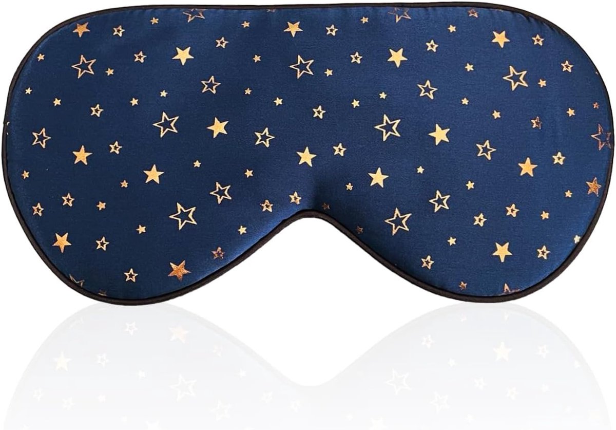 SnelShoppen - 100% Zijde Slaapmasker - Comfortabel en Superzacht Oogmasker met Verstelbare Riem - Ultieme Slaaphulp voor Thuis en Reizen - Goldenstar-
