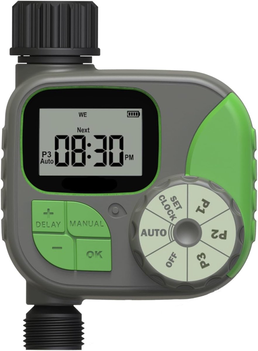 SnelShoppen - Domyno Irrigatietimer voor de tuin - Automatische Water Timer - 3 Programma's per Dag of Week - Regenfunctie en Handmatige Modus - Ideaa