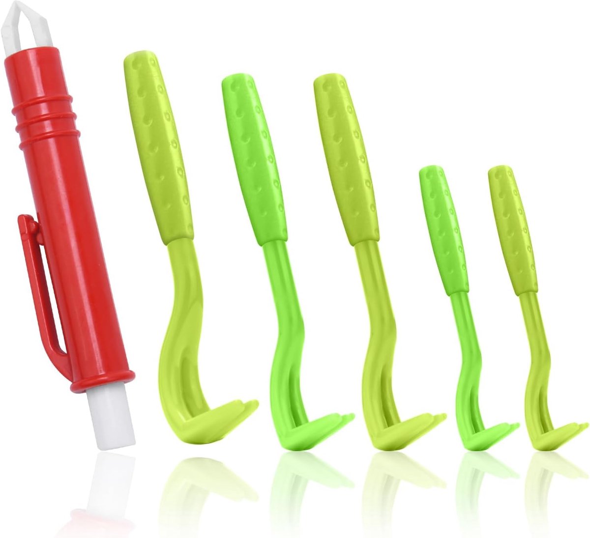 Thijox - Plastic tekenhaak 6-pack met tekenvangers en tekenpincet, groene anti-tekenaccessoires voor honden en katten, eenvoudig teken en vlooien verw