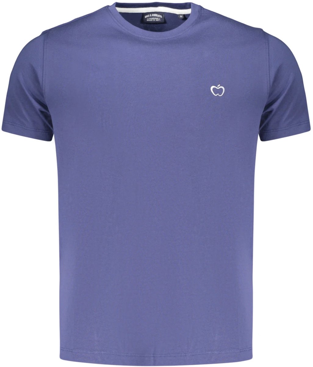 Baci & Abbracci Heren T-shirt - Small - Korte Mouwen - Casual Katoen Shirt - Indigo