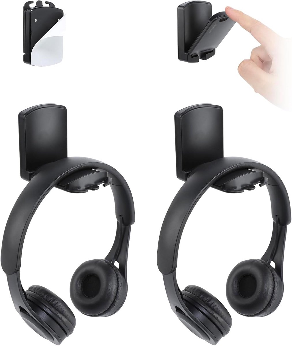 SnelShoppen - 2 Pack Opvouwbare Hoofdtelefoon Stand - Gaming Hoofdtelefoon Hanger met Siliconen Pad - Verstelbare Hoofdtelefoon Houder voor Xbox en VR