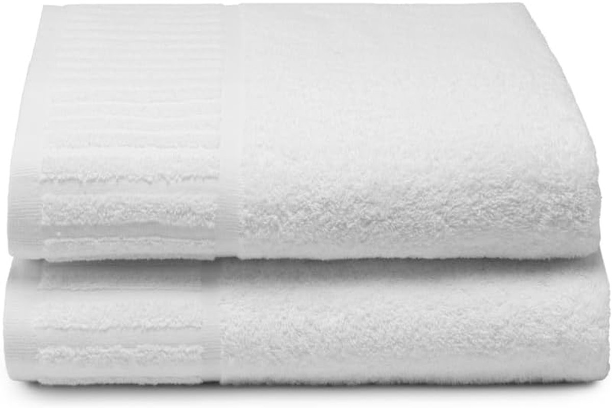 SnelShoppen - Luxe Badhanddoeken Set - 2 Grote Badhanddoeken - 100% Katoen - Wit - 100 x 150 cm - Zacht en Duurzaam - Ideaal voor Thuis en Wellness