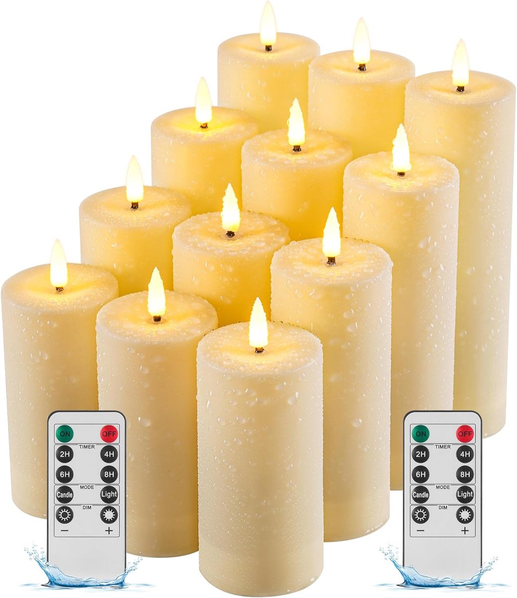 SnelShoppen - Waterdichte Flameless Kaarsen LED Batterij Kaarsen met Afstandsbediening, 12 Stuks Hoge Temperatuur Weerstand, Perfect voor Feest, Tuin,