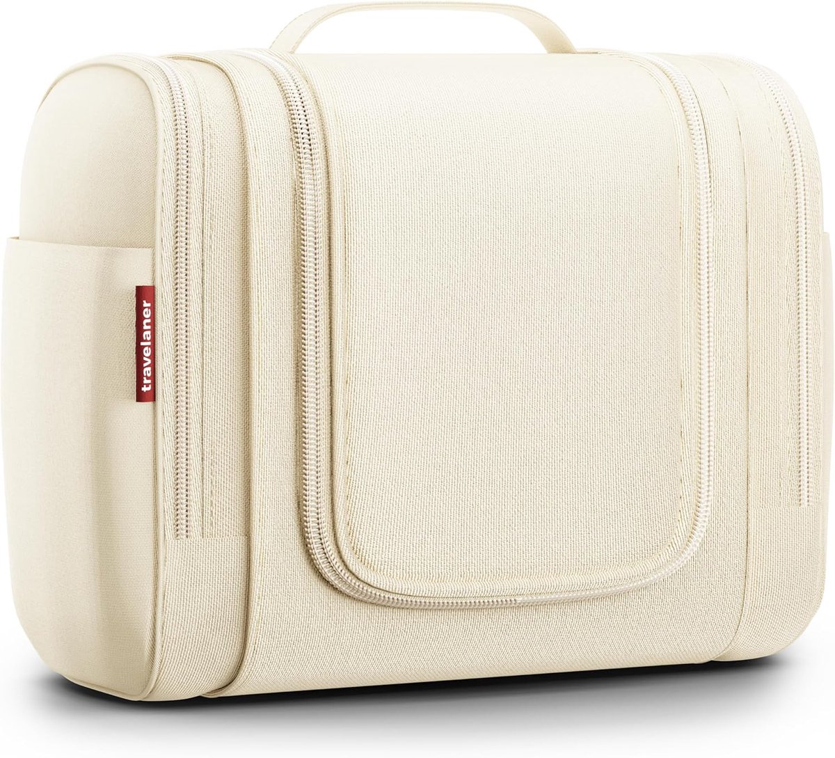 SnelShoppen - XXL 3-in-1 Reishangtas Toilettas voor Mannen en Vrouwen - Waterdichte Make-up Tas - Crème Beige - 9L - Ideaal voor Vakantie en Camping