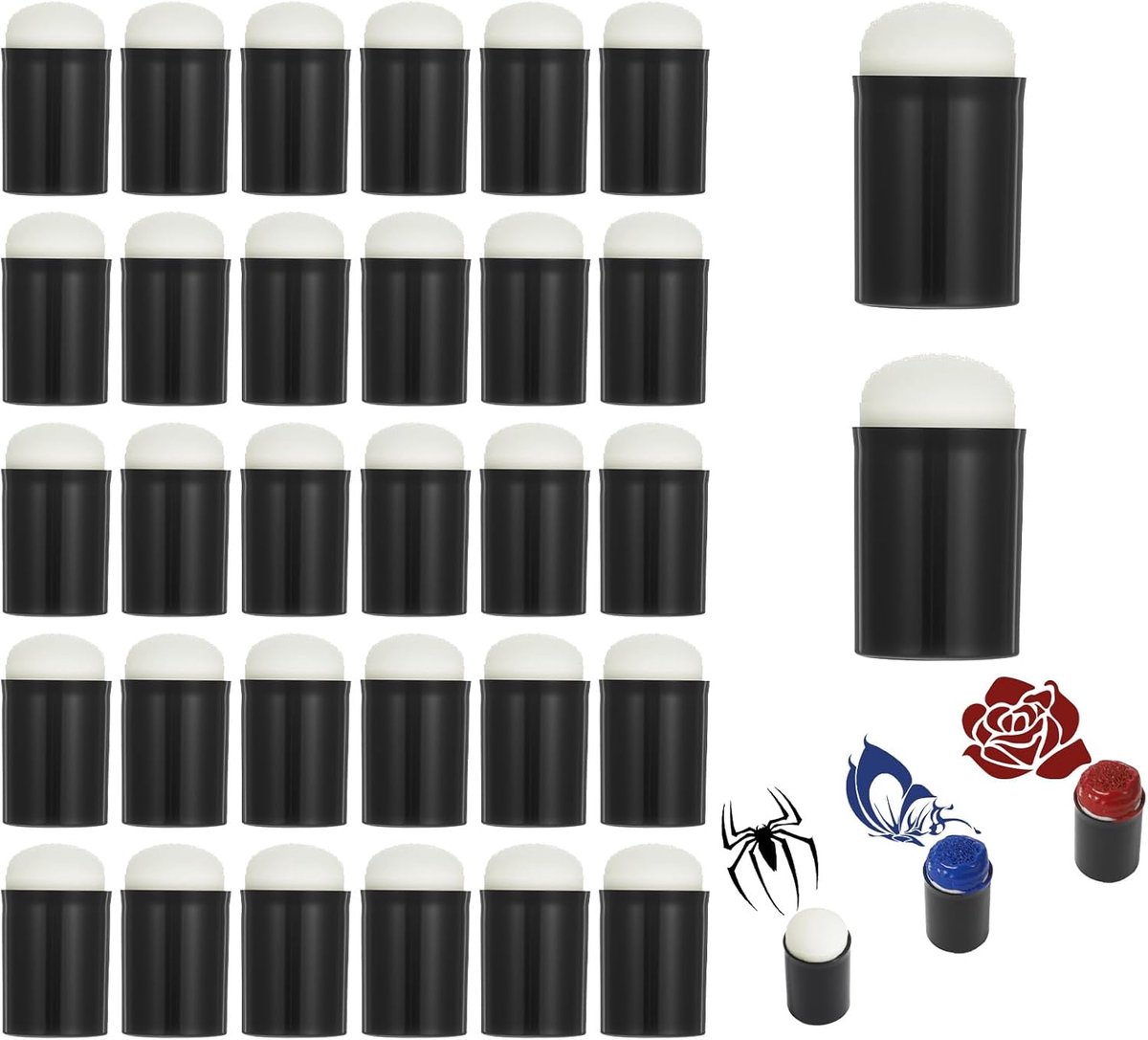 SnelShoppen - 30 Pcs Multifunctionele Finger Sponzen met Duurzaam Plastic Handvat voor Schilderen, Knutselen, Inkten, Chalk, Kaarten Maken en Creatiev