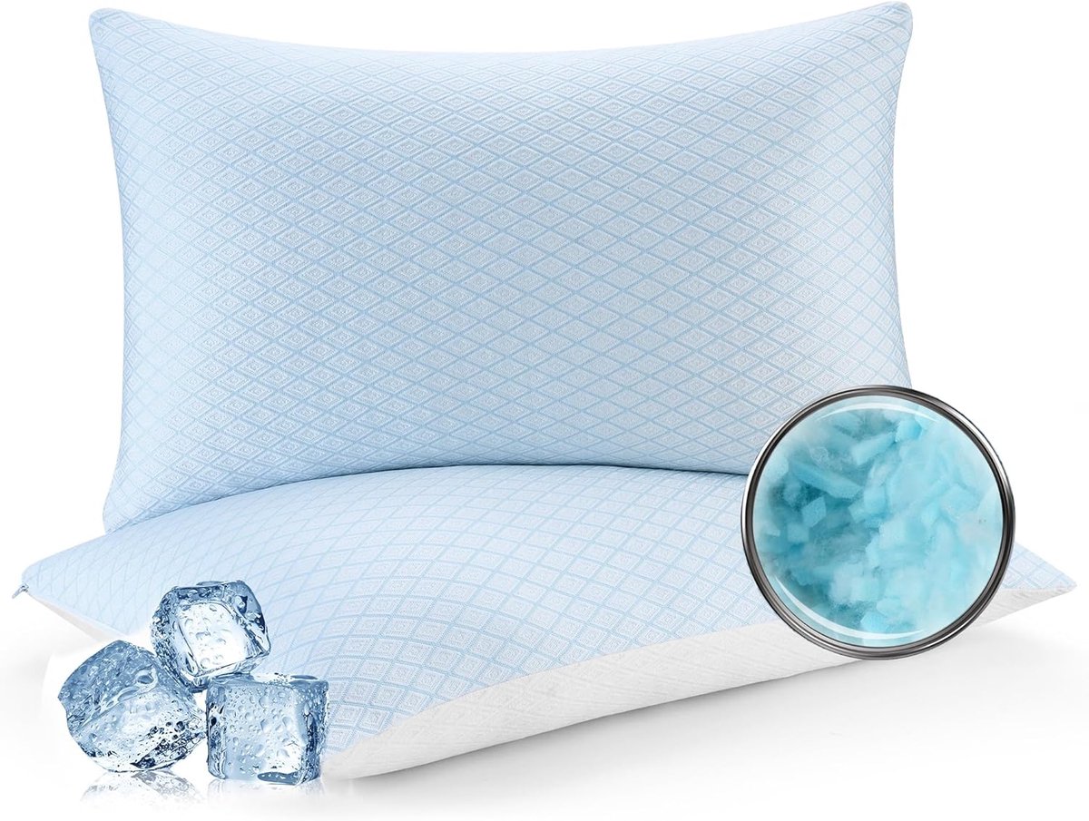 SnelShoppen - 2x Deodar 40 x 80 cm Ergonomisch Memory Foam Kussen, Koelend, Antibacterieel, Ademend en Comfortabel Slapen
