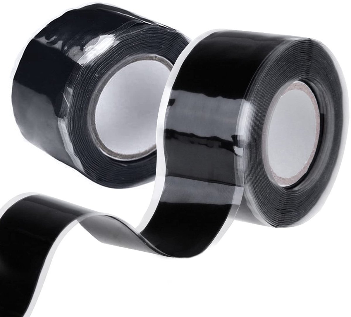 SnelShoppen - Waterproof Zelfklevende Isolatietape 2 Rollen Warmtebestendig Zwart 1.5m x 25mm - Lekke Slang Reparatie Tape Silicone Elektrische Afslui