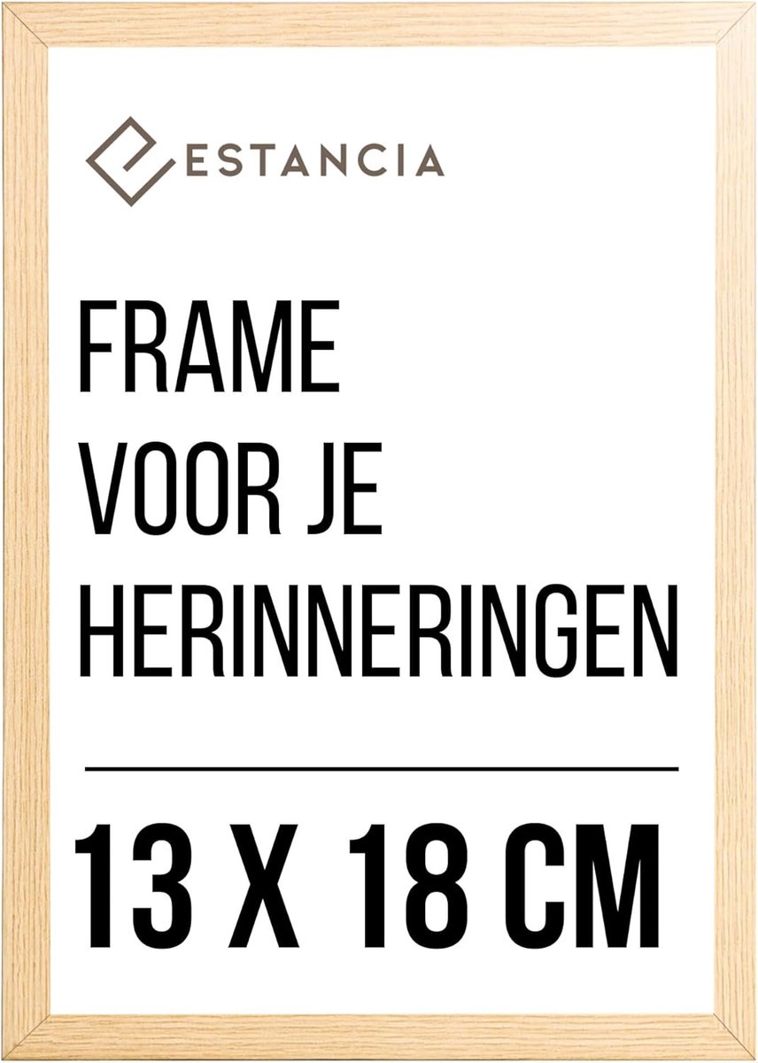 SnelShoppen - Houten Fotolijst 13x18cm - Eiken - Schokbestendig Plexiglas - Perfect voor Foto's, Herinneringen, Decoratie in Woonkamer, Slaapkamer, Ka