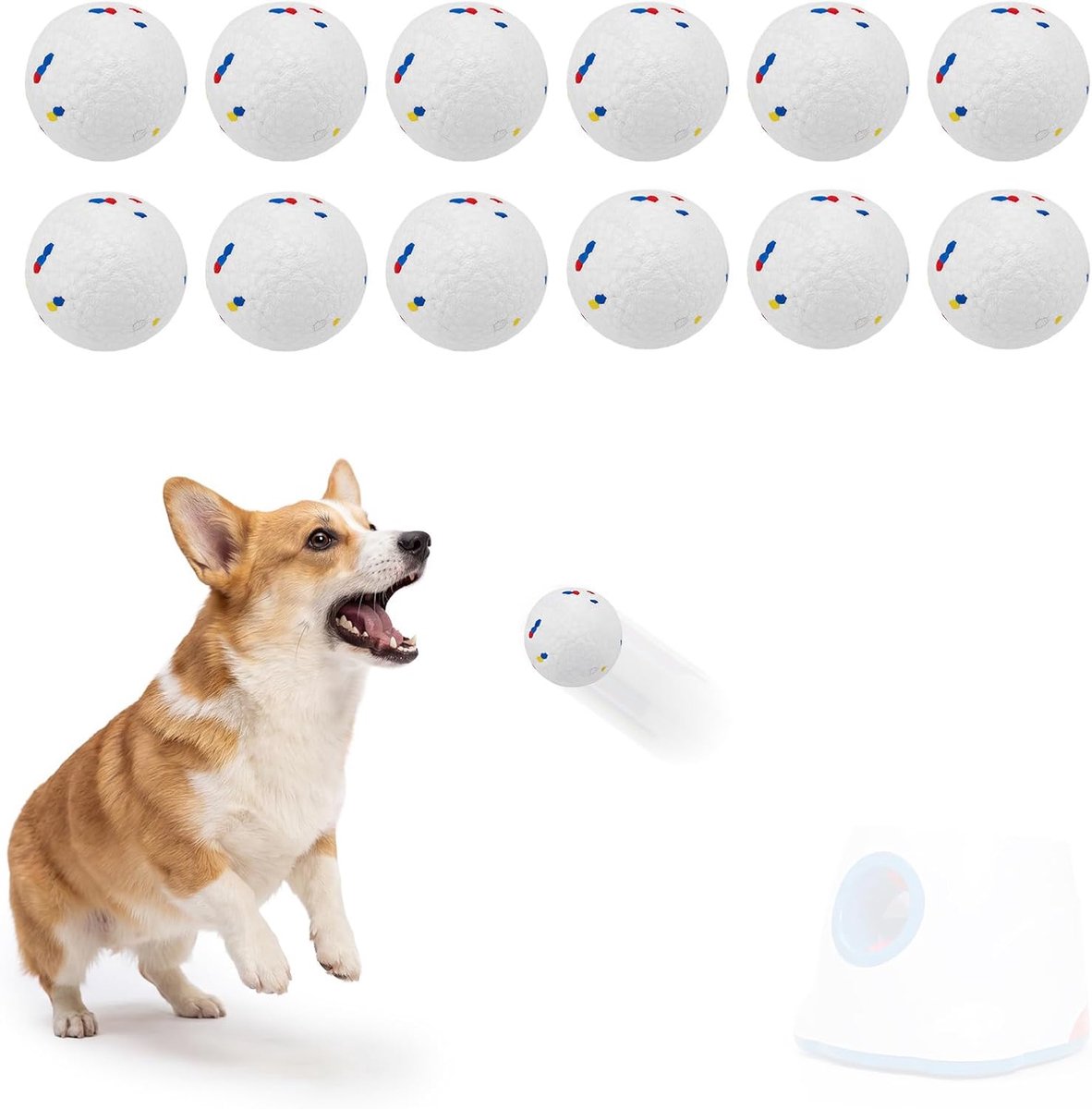 SnelShoppen - 12 stuks hondenbal set - Onverwoestbare ETPU tennisballen voor honden - 5,8 cm - Goede grip voor training, buiten en zwemmen