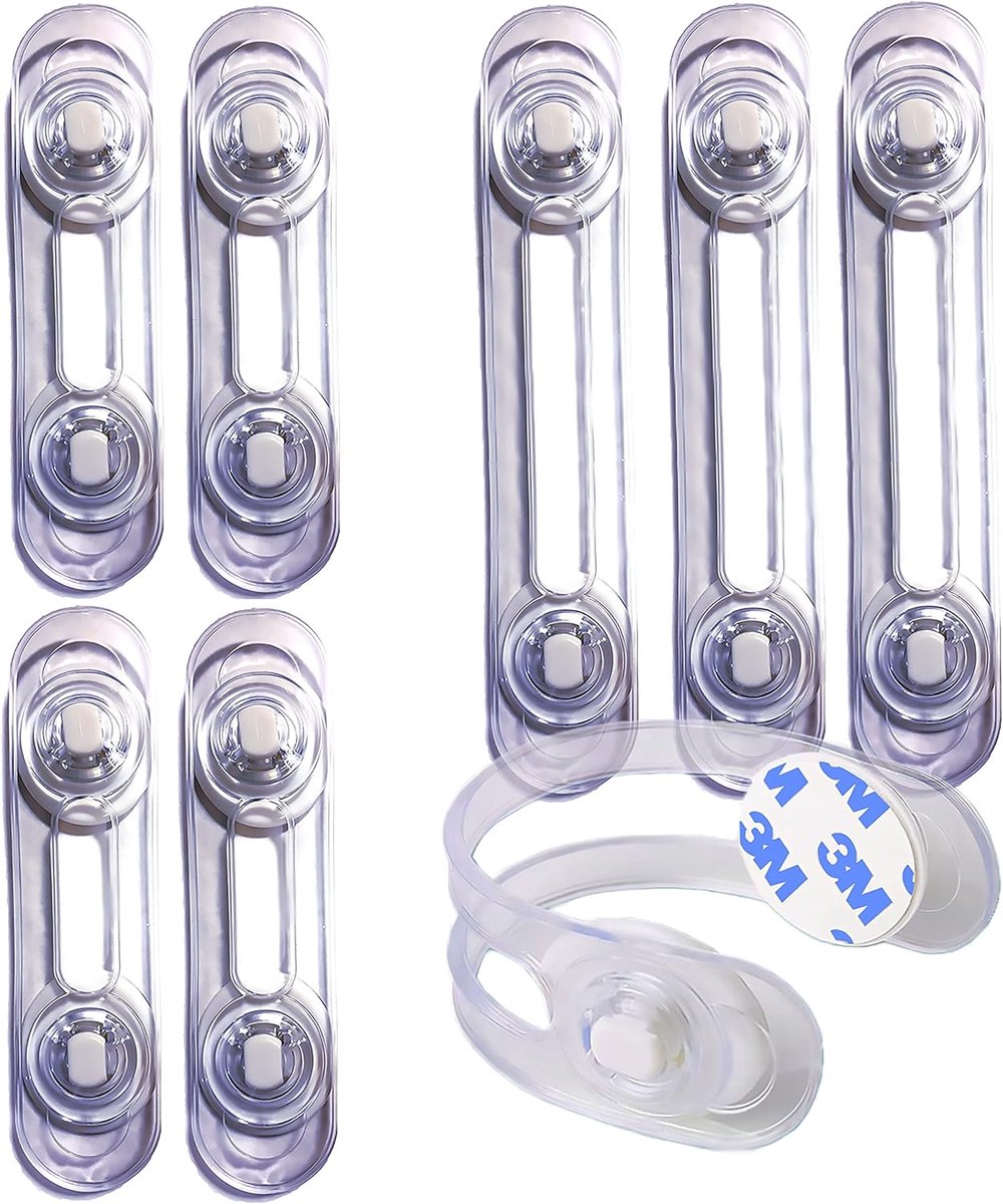 SnelShoppen - 8 Pack Transparante Baby Veiligheidsloten - 3M Plakband - Ideaal voor Keukenkastjes, Lades, Toiletten, Deuren, Ramen en Koelkasten - Kin
