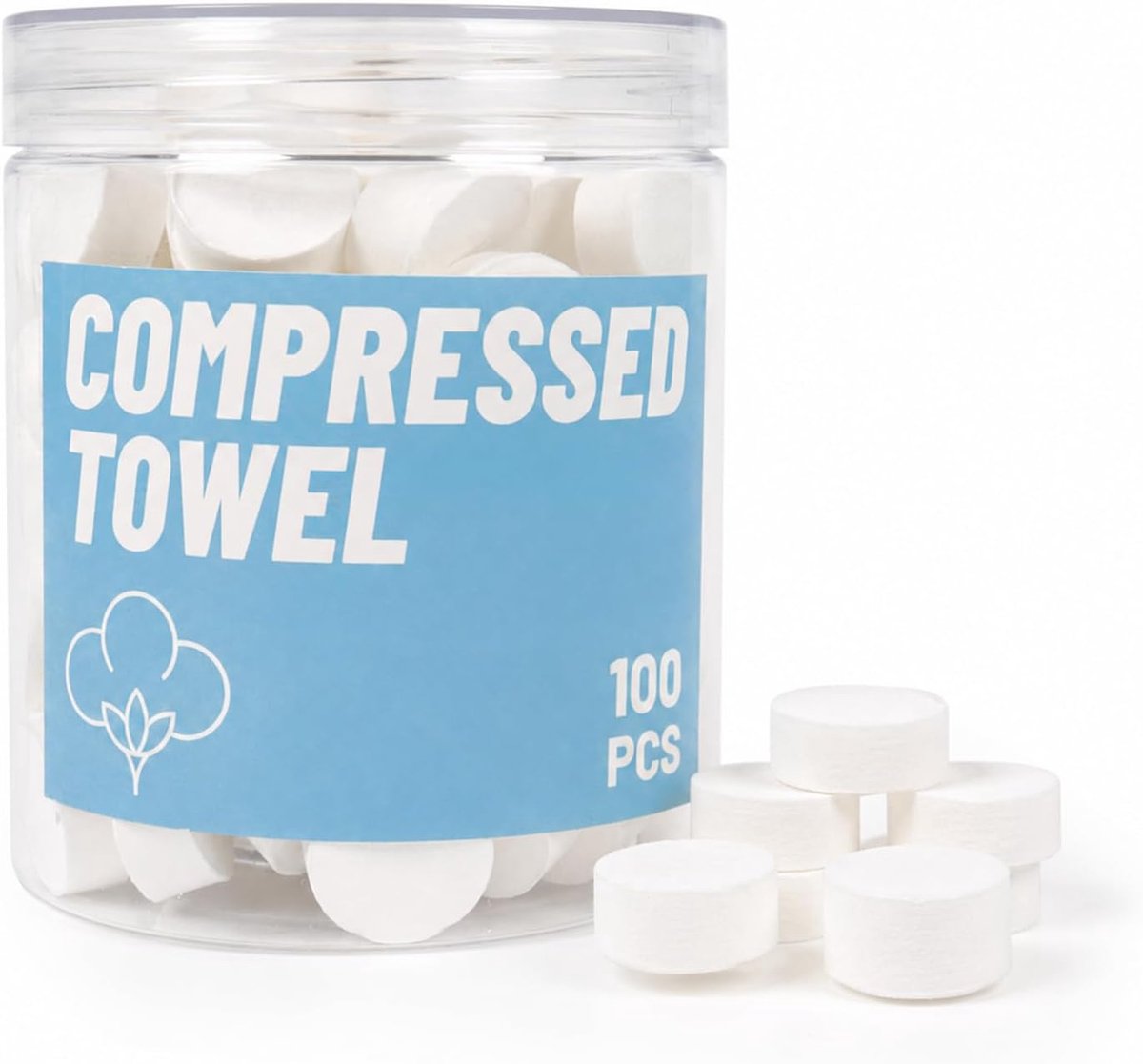 SnelShoppen - Canned Compressed Handdoeken - 100 Stuks - Draagbare Gecomprimeerde Tissue - Ideaal voor Reizen, Sport, Schoonheidssalon en Thuis - 8.7