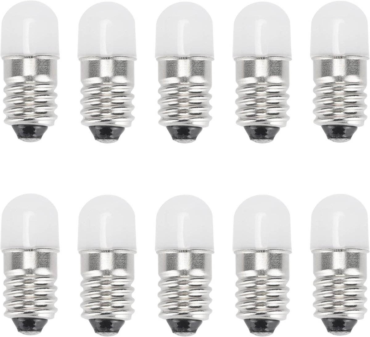 SnelShoppen - E10 LED Lampen 12V Warm Wit - 10 Stuks Miniatuur Schroeflampjes - 0.5 Watt 65 Lumen voor Feest, Kerstboom, Flashlight, Microscopen