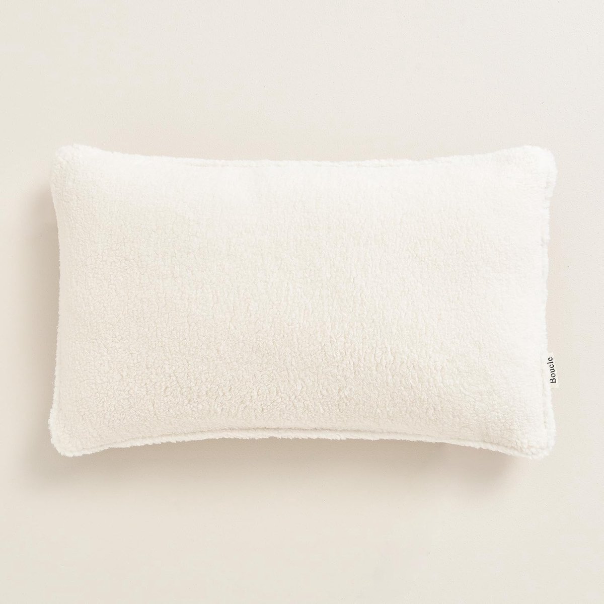 SnelShoppen - Boucle Decoratieve Kussenhoes 30 x 50 cm - Aesthetic Moderne Slaapkamer en Woonkamer - Zacht Teddy Stof Licht Crème - Cozy en Duurzaam