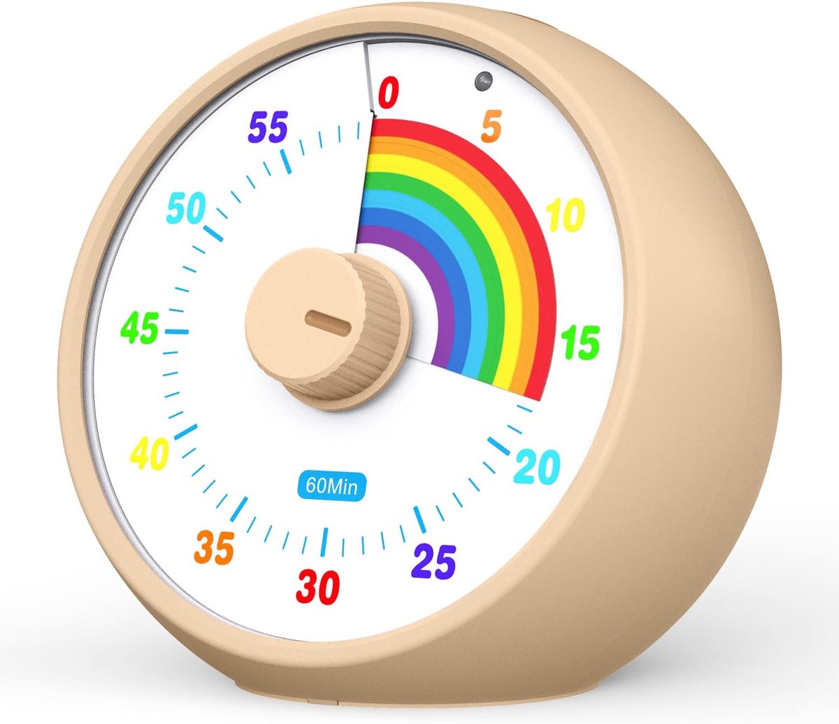 SnelShoppen - Visual Timer voor Kinderen, 60-Minuten Countdown Timer, Desk Timer met Stille Functie, Pomodoro Tijd met Regenboogpatroon (Khaki) voor K