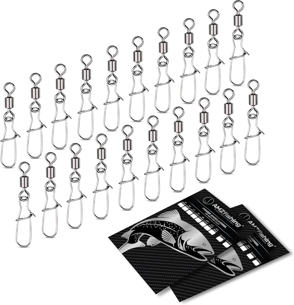 SnelShoppen - 20x Vis Verterbra met Fast-Lock | Carabiner Visversterker Assortiment | Swirl Hengelsport Accessoires Set | Hoogwaardige Staal | 40 Stuk