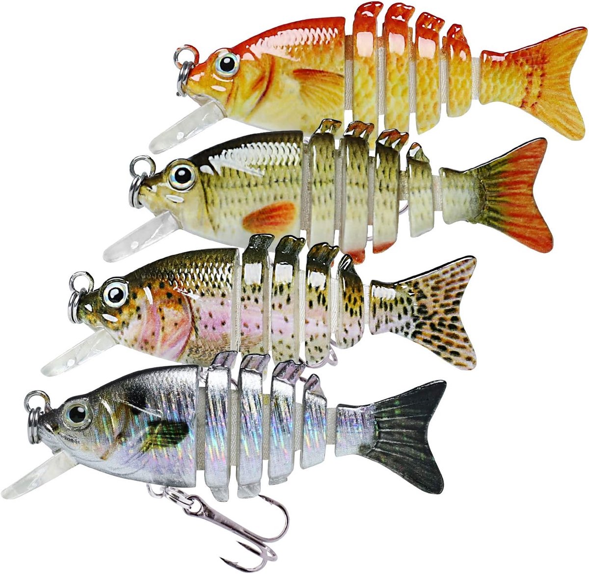 SnelShoppen - Lifelike Swimbait voor Bass, Trout en Crappie - 2" Slow Sinking Vissersaas met Realistische 3D Ogen - Perfect voor Zoet- en Zoutwater Vi