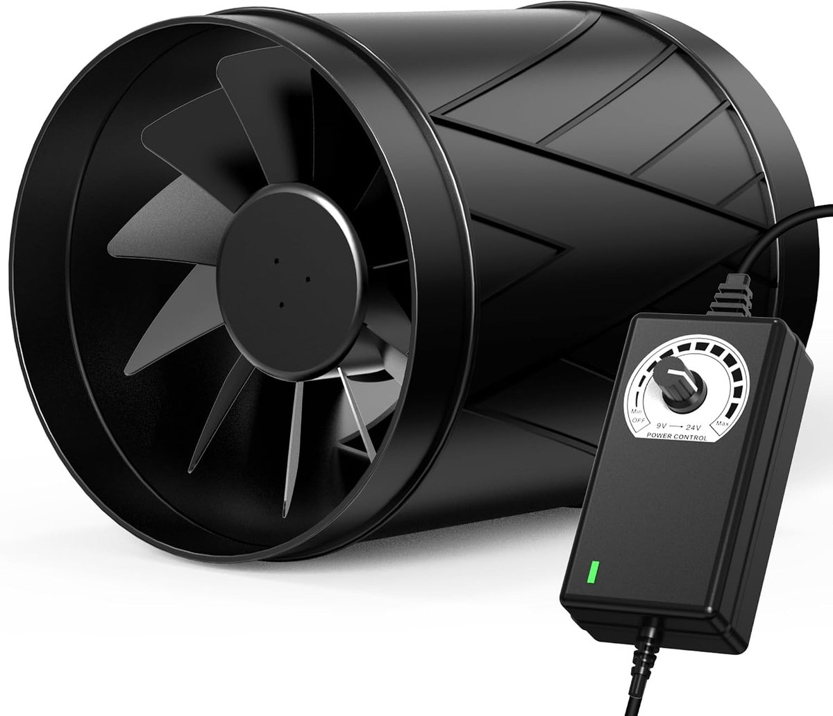 SnelShoppen - Tube Fan 586 m³/h - Verstelbare EC Motor Ventilator voor Kassen, Groententen, Garage en Keuken - Energiezuinig en Stil