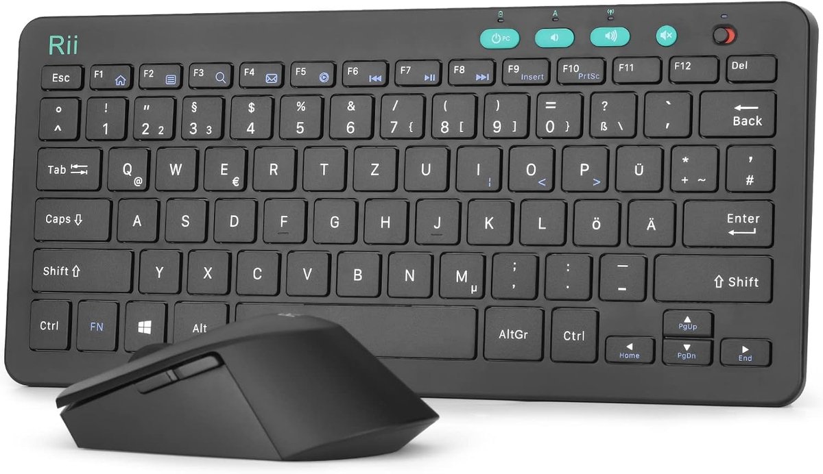 SnelShoppen - Draadloos Toetsenbord en Muis Set - Compact QWERTZ Indeling - 2.4G Connectie - Voor Laptop, PC en Smart TV - Zwart