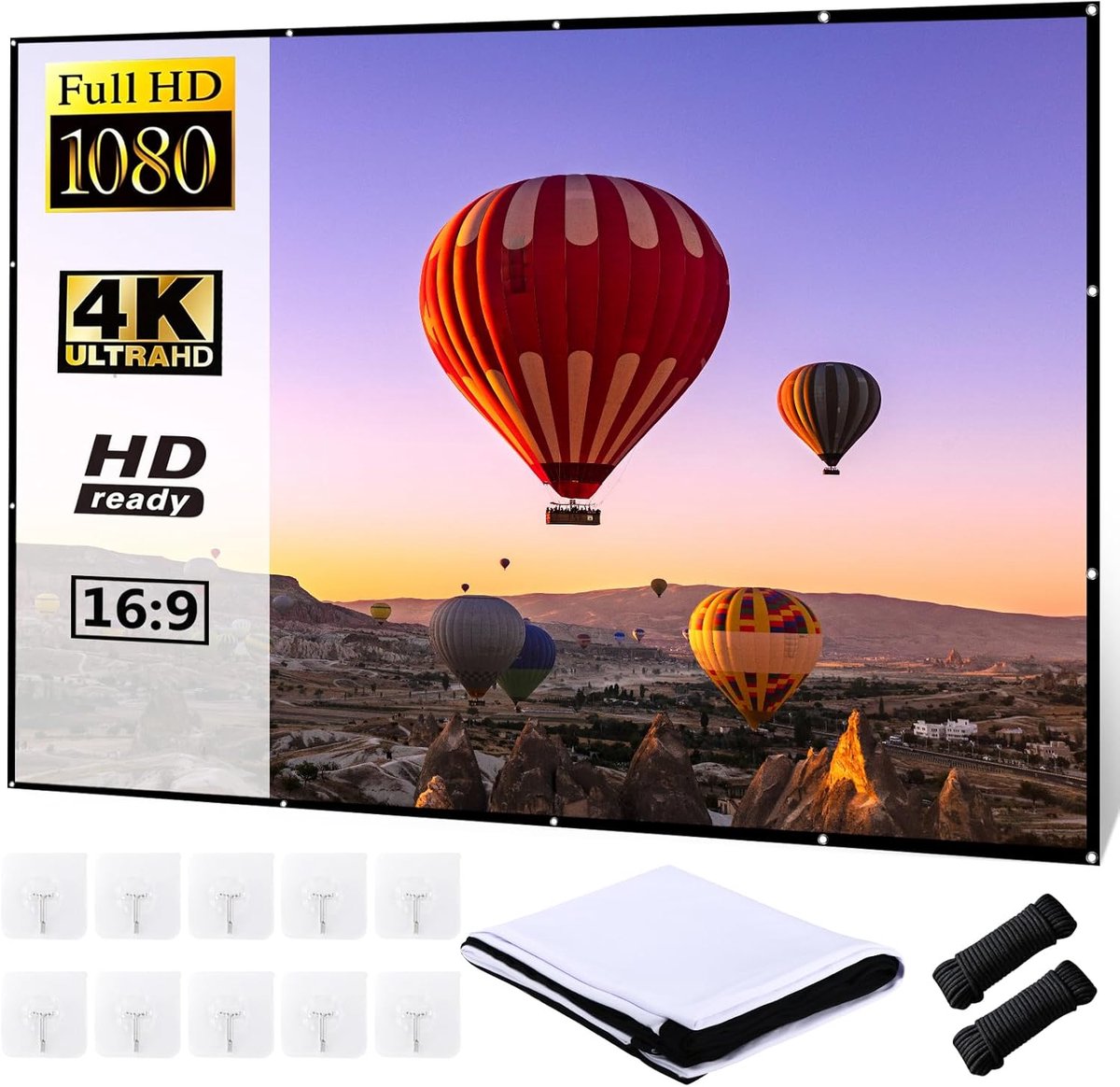 SnelShoppen - Projectiescherm 100 inch 16:9 - Hoogwaardige Dual Projector Screen - 254 cm - 4K HD - Ideaal voor Feesten, Thuisbioscoop, Tuin en Presen