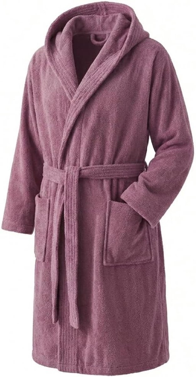 SnelShoppen - Luxe Badjas voor Dames en Heren, 100% Katoen, 500 g/m², Met of Zonder Kap, Zacht en Absorberend voor Douche, Spa en Zwembad, Lila, Maat