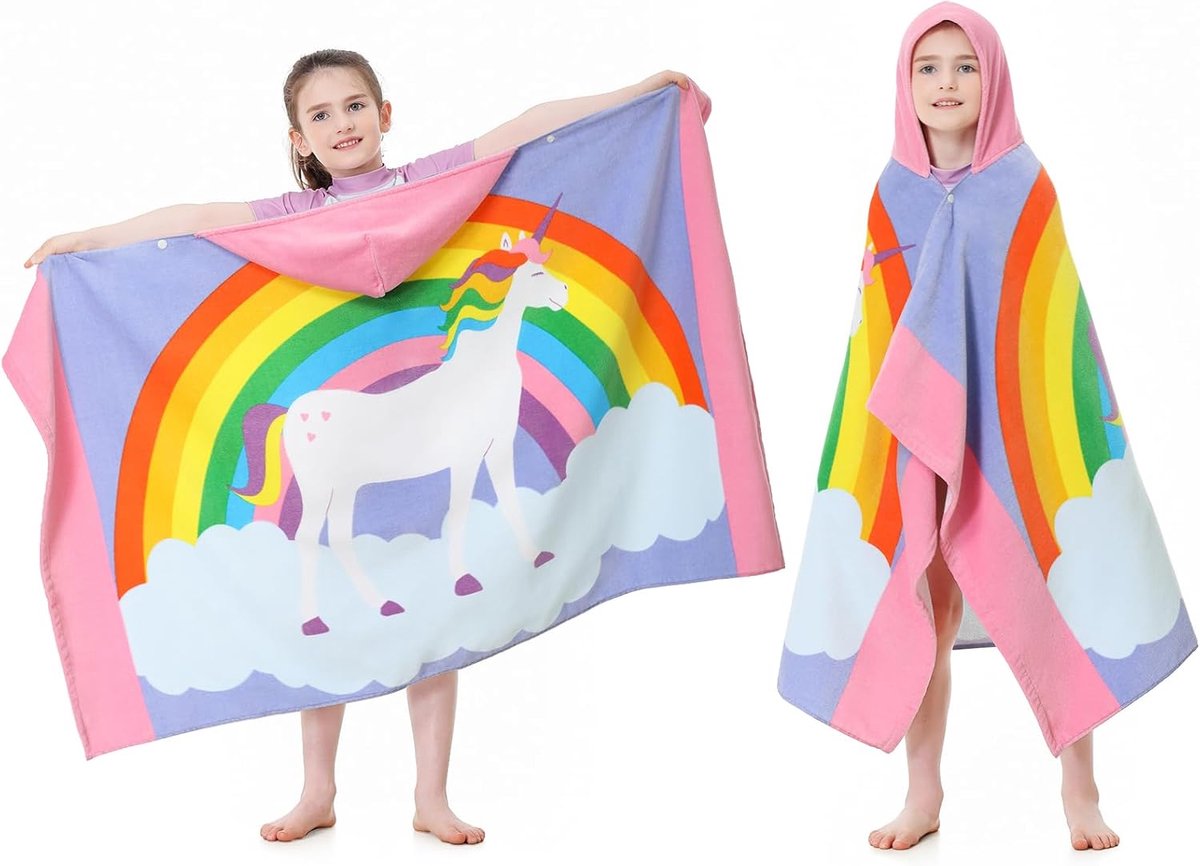 SnelShoppen - MOKANI Hooded Handdoeken voor Kinderen | Super Zacht, Dikke en Absorberende Badhanddoeken | 50 x 30 Inch Strandhanddoeken voor Meisjes e