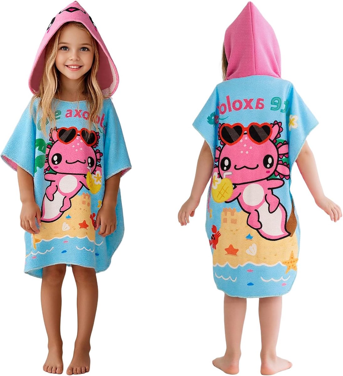 SnelShoppen - Kinder Poncho met Kap 75 x 140 cm - Super Absorberend Microfiber Badcape voor Jongens en Meisjes - Perfect voor Strand, Zwembad en Badka