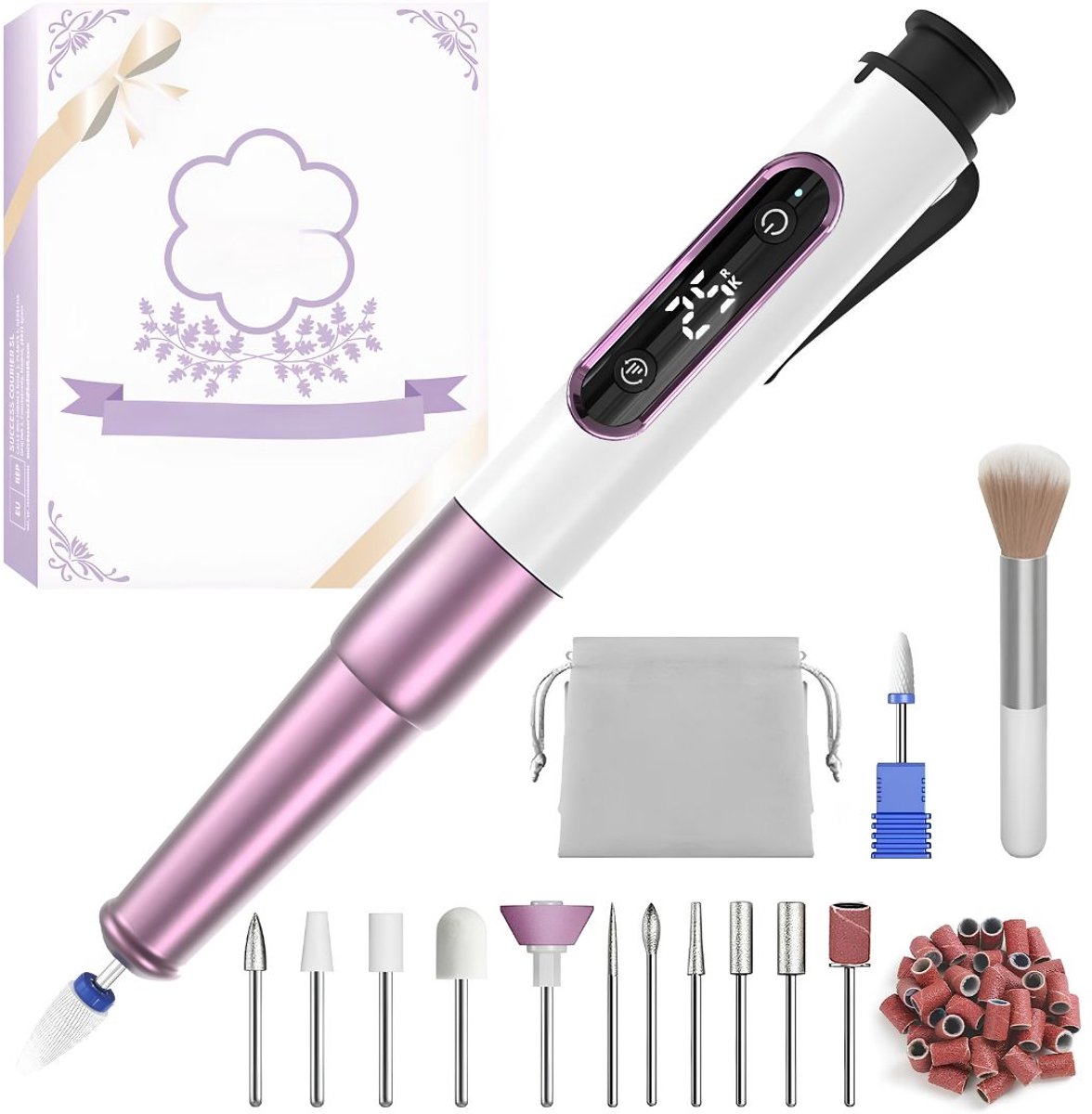 DnA® Elektrische Pedicureset - Professionele Nagelvijl - Draagbaar en Oplaadbaar - Paars - 21cm x 21cm x 158cm