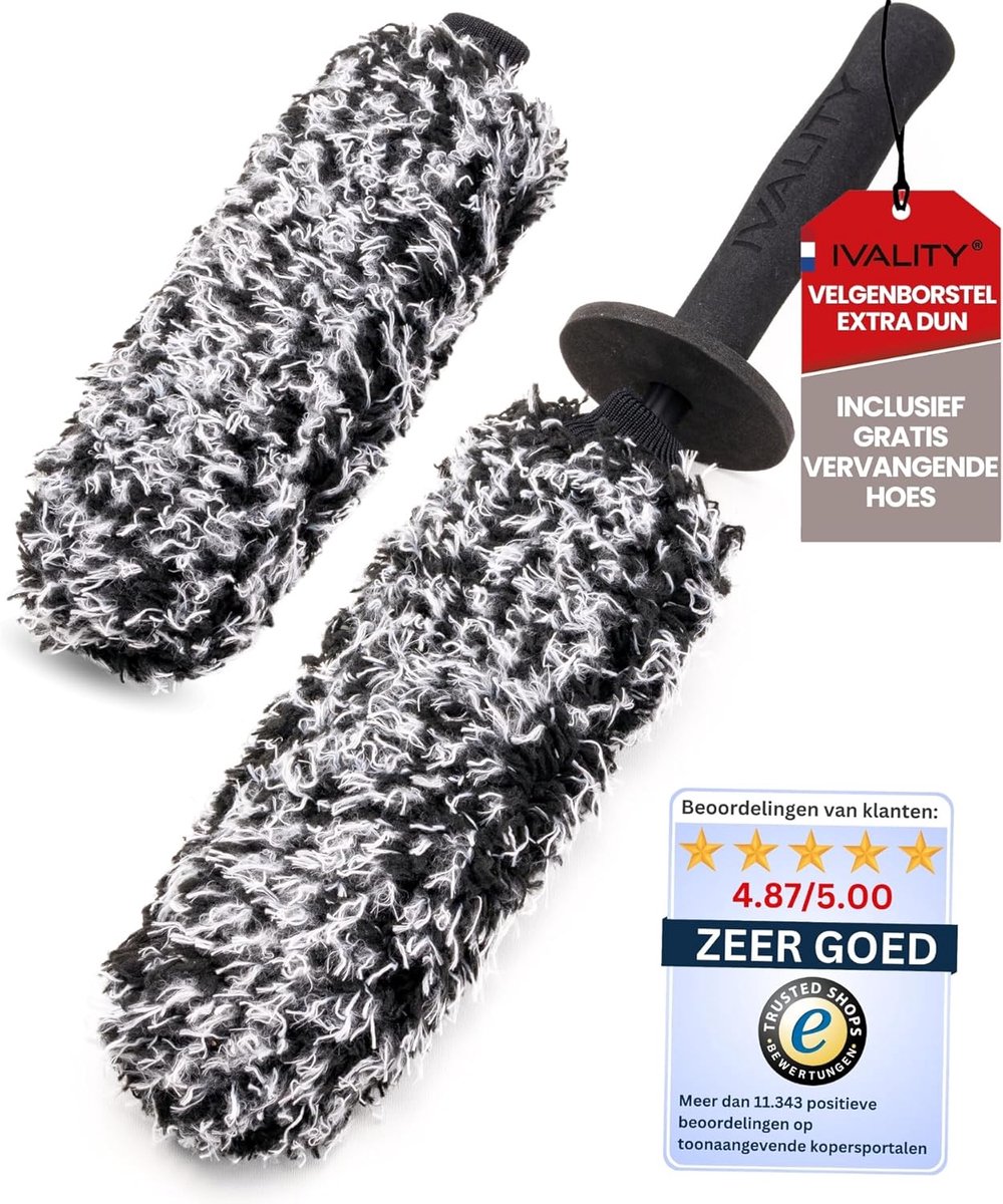 SnelShoppen - Microfibre Wielborstel Extra Dun - Krassenvrije Velgenreiniger - Zachte Microvezel Borstel voor Auto - Effectieve Rim Cleaning - Perfect
