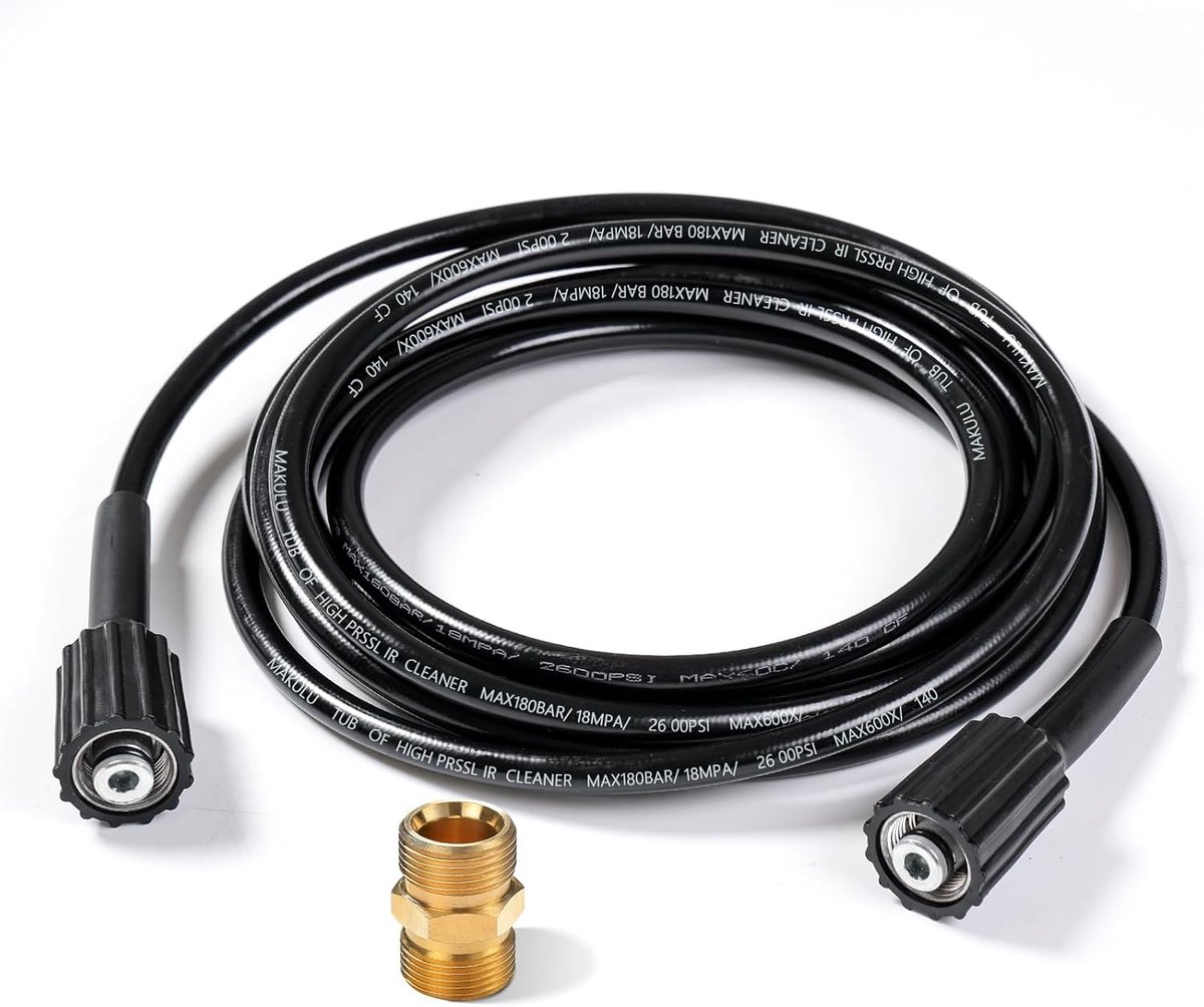 SnelShoppen - 5M Hoge Druk Slang Voor Hogedrukreiniger, 2610 PSI Universele Vervangingsslang, M22x14mm Dubbelaansluiting, Tuin, Auto, Reiniging