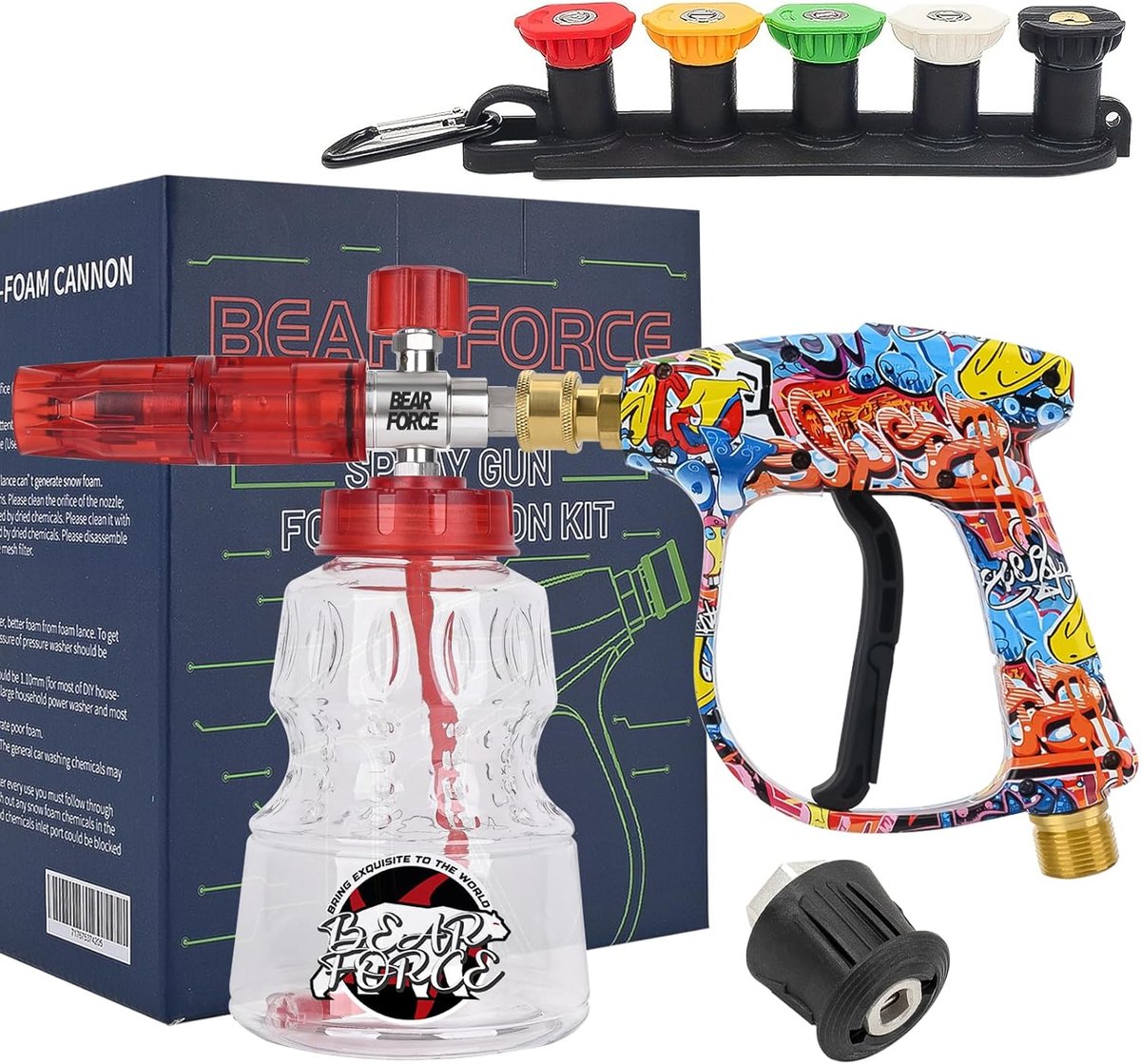 SnelShoppen - Hoge Druk Reiniger Spray Gun Set M22 ID14MM & Snow Foam Lance - Compatibel met Huishoudelijke Hogedrukreinigers, Auto Was, Auto Schoonma