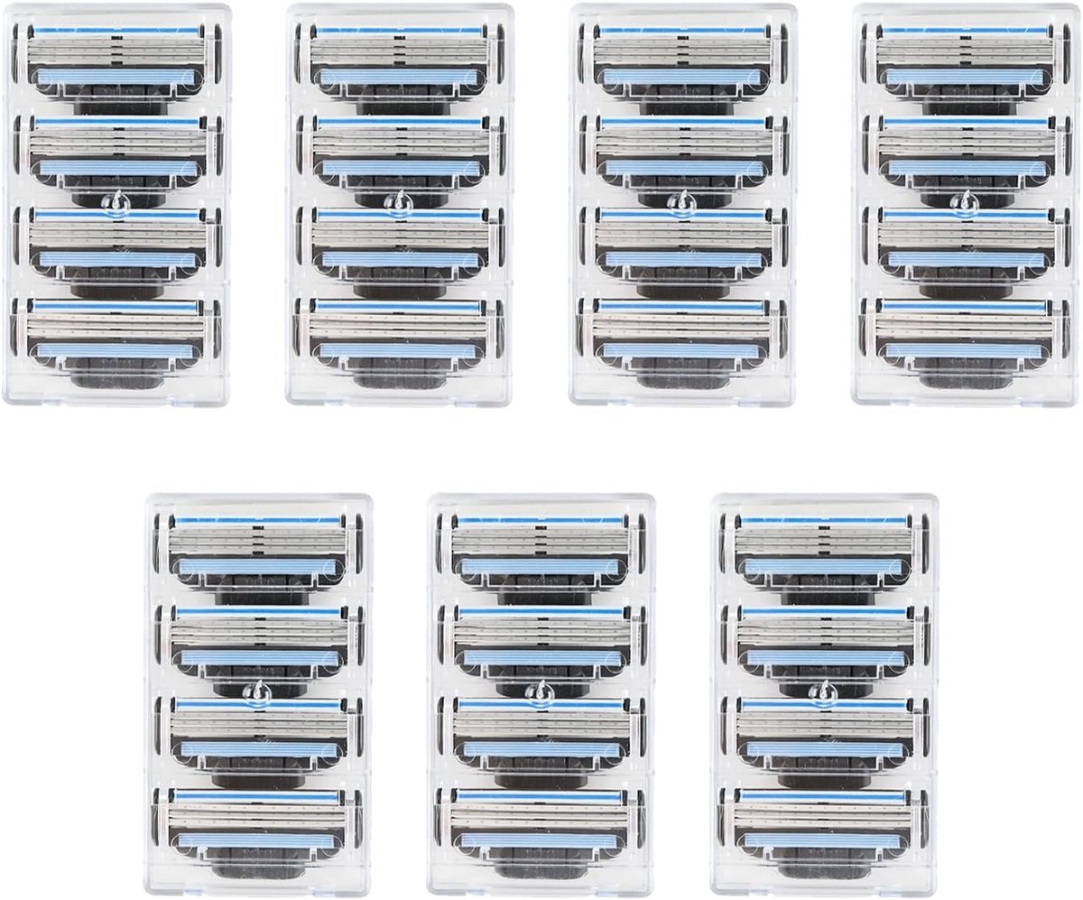 SnelShoppen - 28 Stuks Scheermesjes, Scheermes Vervangingen voor Mannen, 3-Blade Technologie, Duurzaam en Huidvriendelijk, Precisie Scheerresultaat vo