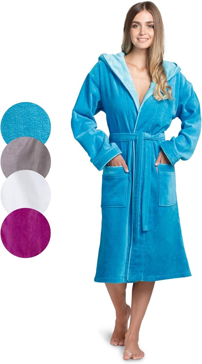 SnelShoppen - Dames Badjas Terry - Katoen Velours - Fluffy Badjas - OekoTex - Extra Zacht - Luxe Badmode - Perfect voor Thuis en Wellness