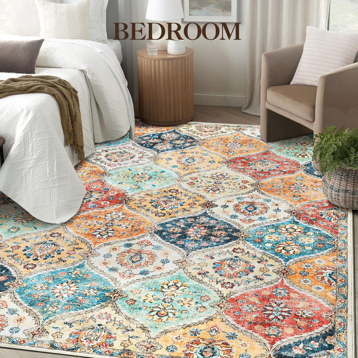 Vintage bloemen vloerkleed - 240x340cm - Marokkaans traliewerk vloerkleed voor de woonkamer - Oranje