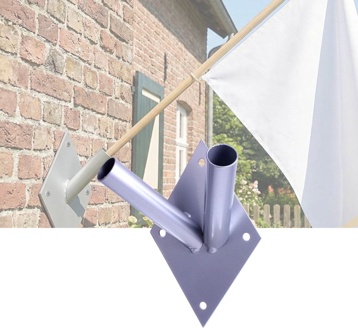 CLGP® Vlaggenhouder Muur - Dubbele Vlaggenhouder - Vlaggen Tonen -Zilver
