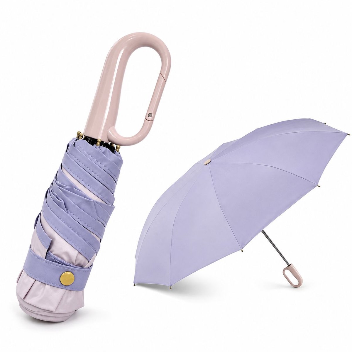 VHV-Compacte Opvouwbare Paraplu - Vijfvoudige Reisparaplu - UV-werende Parasol met UPF50+ voor Dames - Lichtgewicht Zakparaplu - 90cm Diameter - Diverse Pastelkleuren