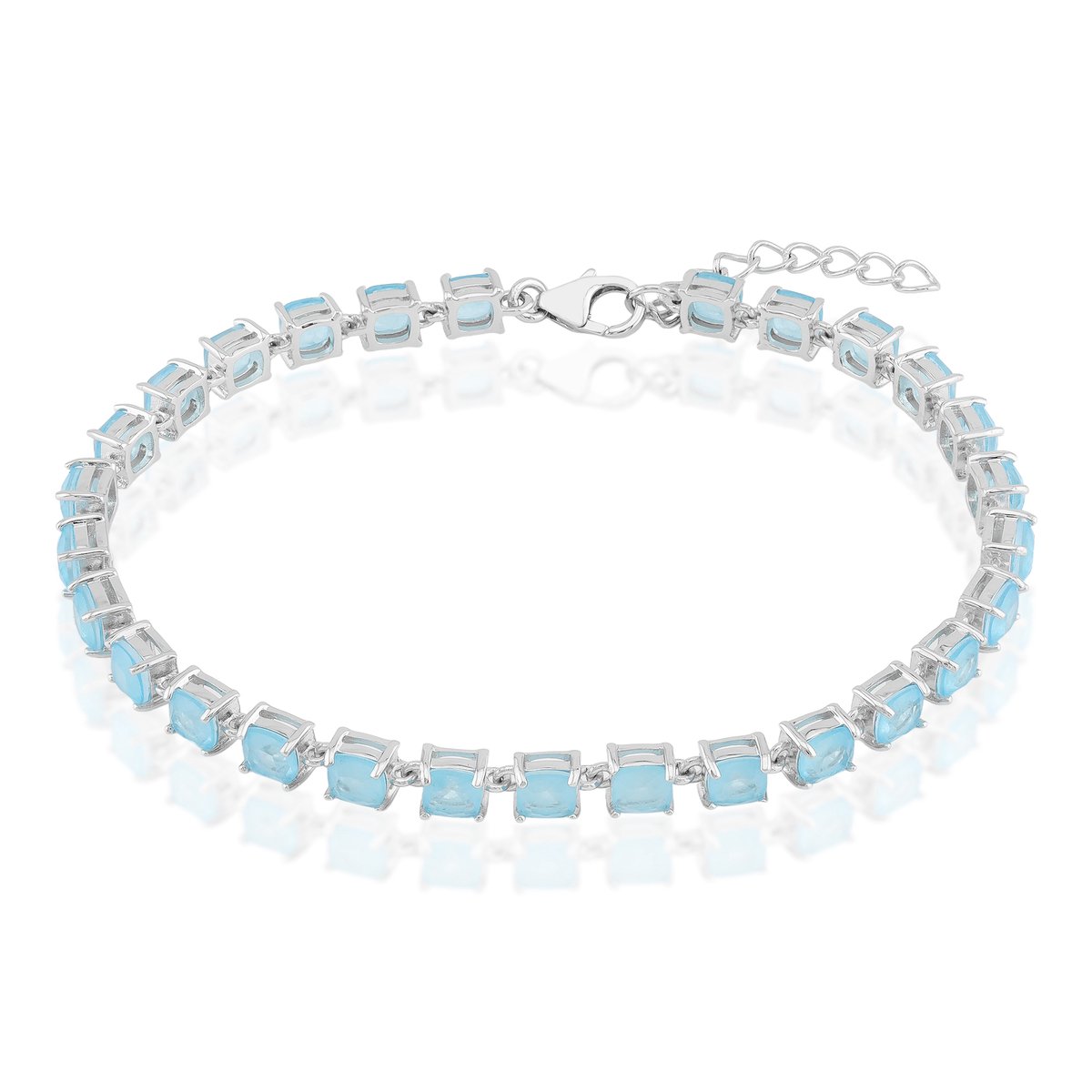 Cavill - Zilveren Armband 925 Sterling - Pastelblauwe Kwartskristallen 6,3 ct - Verstelbaar, Gerhodineerd, Elegant & Comfortabel