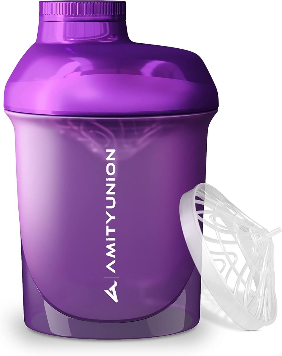 SnelShoppen - Protein Shaker Deluxe 400ml - BPA Vrij, Perfect voor Sport, Fitness, Smoothies, Eiwitshake, Kleur: Transparant, Met Klikbare Zeef, Geen