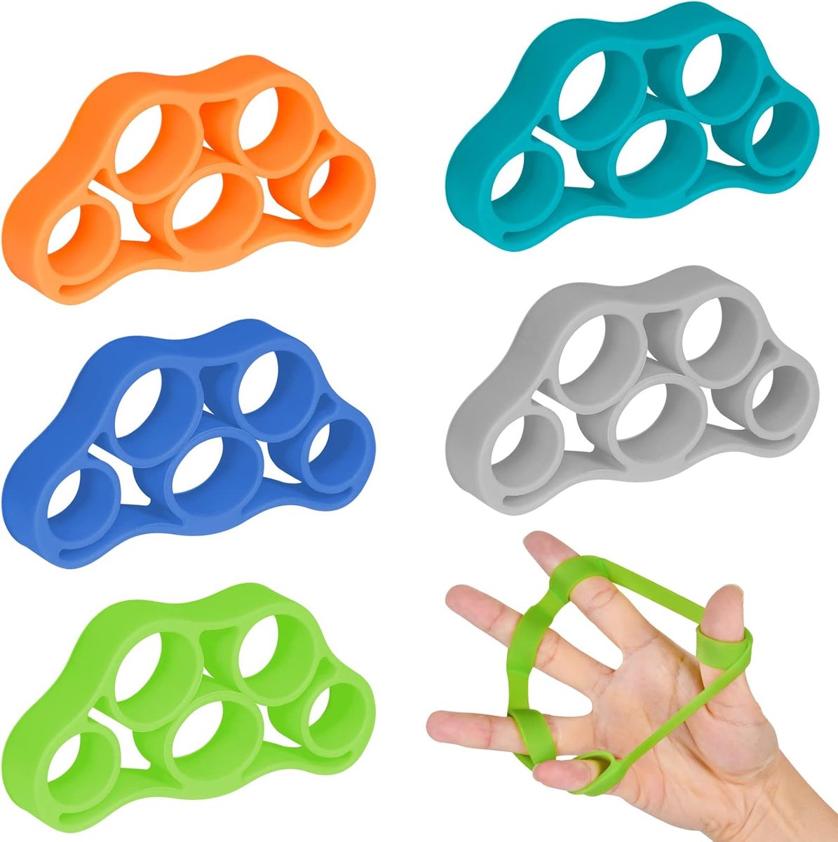 Thijox - Vinger Trainer 5-delig - Siliconen Handkrachttrainer - Vingerversterker voor Hand- en Vingerdrukverlichting, Revalidatie en Decompressie - Co