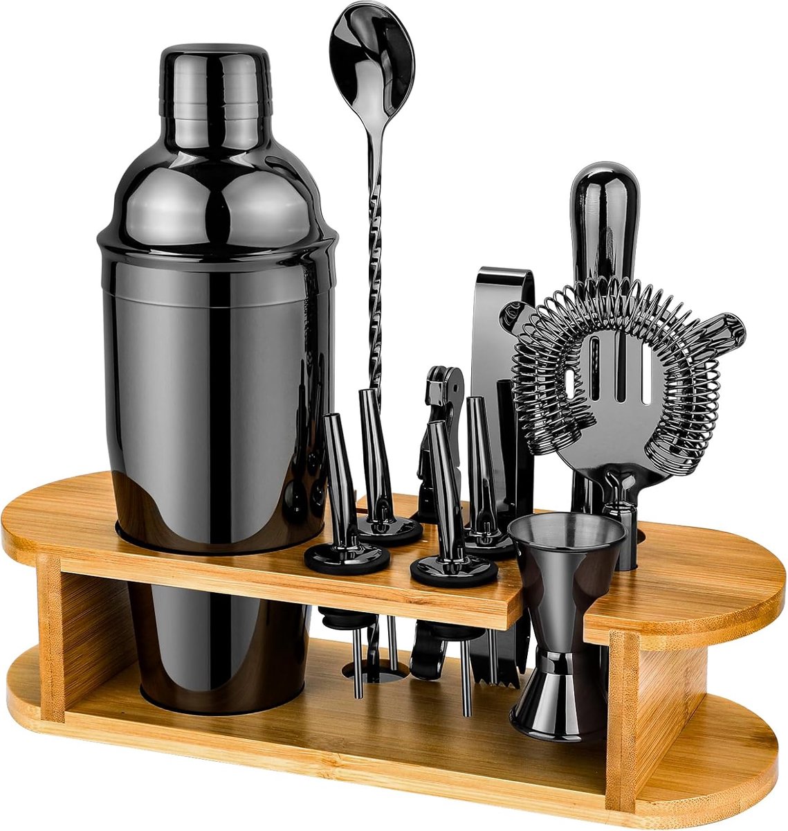 SnelShoppen - Cocktail Shaker Set 12 delig - Professionele RVS Cocktailset voor Mixen van Dranken - Bar Set met Muddler, Strainer, Jigger en meer - Pe