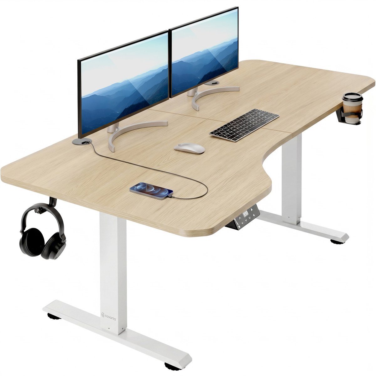 Casaria Elektrisch Zit-Sta Bureau 160x75 cm Verstelbaar Beige