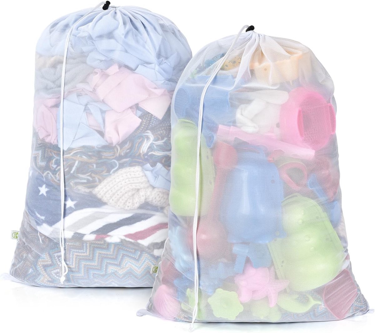 Thijox - 2 Stuks Wasnet Groot 60 x 90 cm, Fijnmazig Wasnet voor Machine, Trekkoordsluiting, Ademend Mesh-Materiaal, Voor Kleding, Gordijnen, Badhanddo
