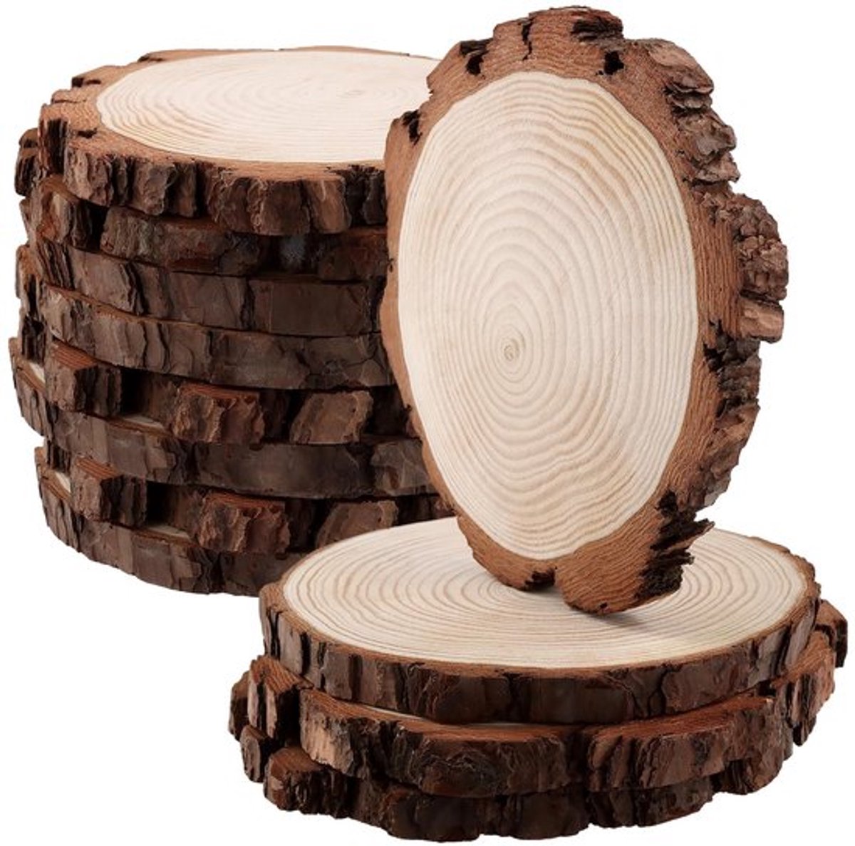 12 stuks 16-17 cm Onbehandelde Houten Plakjes, 1,5 cm Dikke Natuurlijke Houten Cirkels, Houtschijven voor Kunst en Ambacht