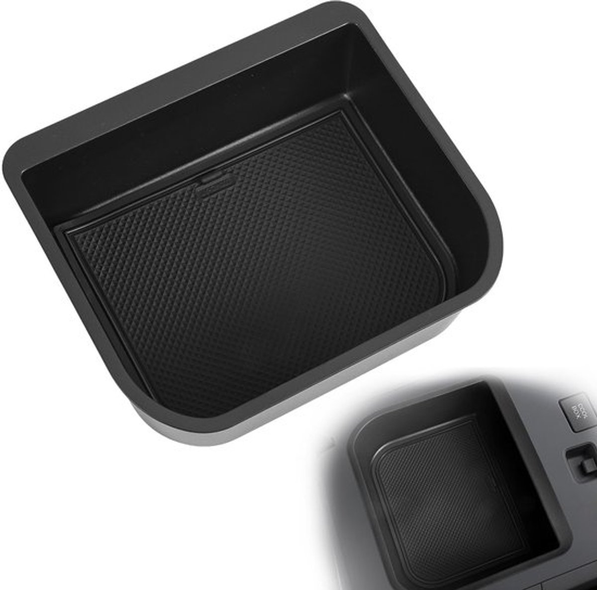 Middenconsole koelbox organizer, ABS zwarte koelbox opberglade met siliconen pad voor Prado 250/GX 550 2024 2025 armsteun opbergboxen (alleen geschikt voor koelboxen)
