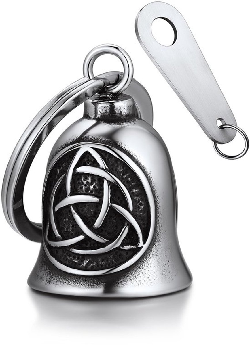 Guardian Bell Motorfietsbel Lucky Charm Sleutelhanger met Vleugelpatroon, 06 Zilver