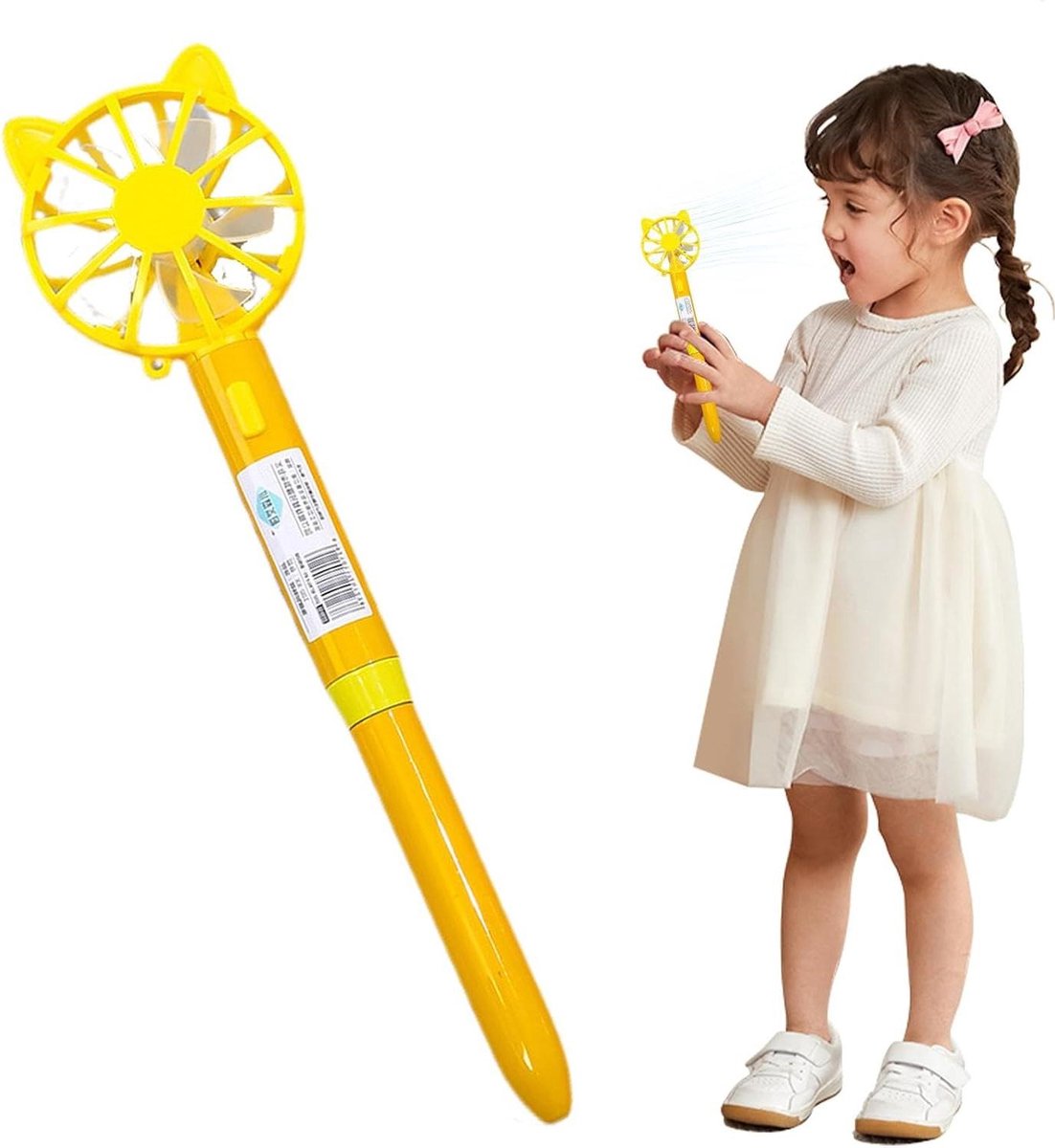Handventilator - Draagbare ventilator - Frisse lucht - Met pen - 75 millimeter - Geel