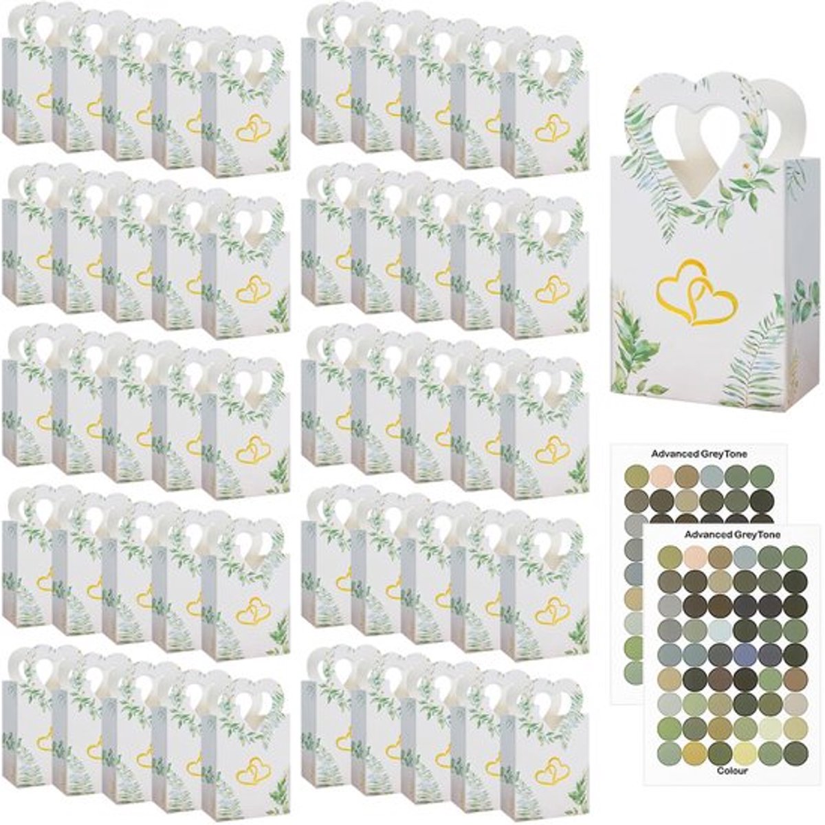 Cadeau enveloppen, 50 stuks, 2 stickers, enveloppen voor huwelijksbedankjes, doosjes voor huwelijksbedankjes, enveloppen voor bruiloften, enveloppen voor communies, cadeau enveloppen
